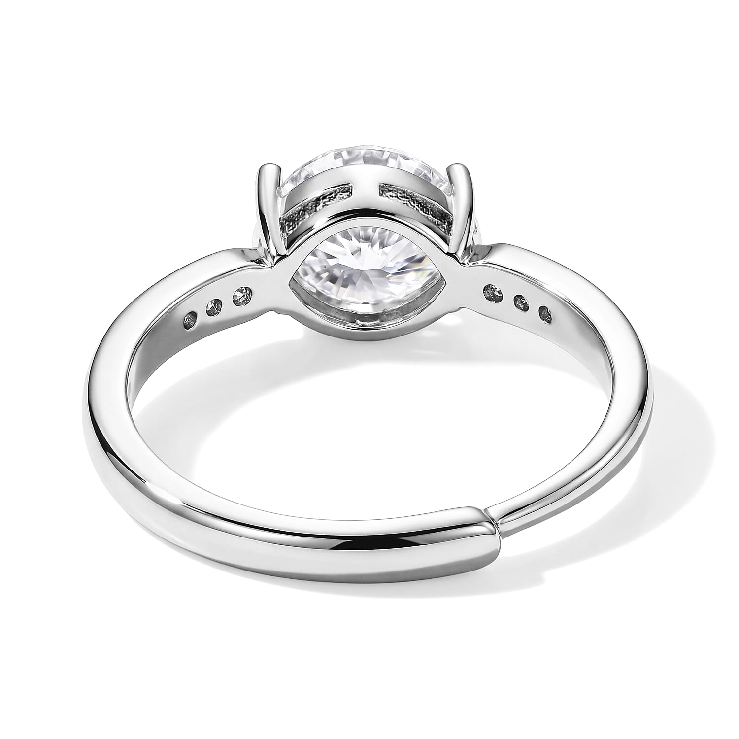 White Crystal Quartz and Simulated Diamond 2.00 ctw Ring in Silvertone (Adjustable)