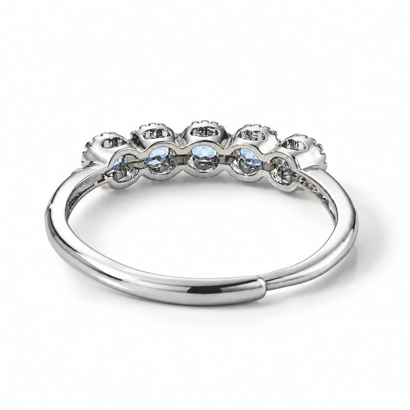 Blue Topaz 1.00 ctw 5 Stone Ring Silvertone (Adjustable)