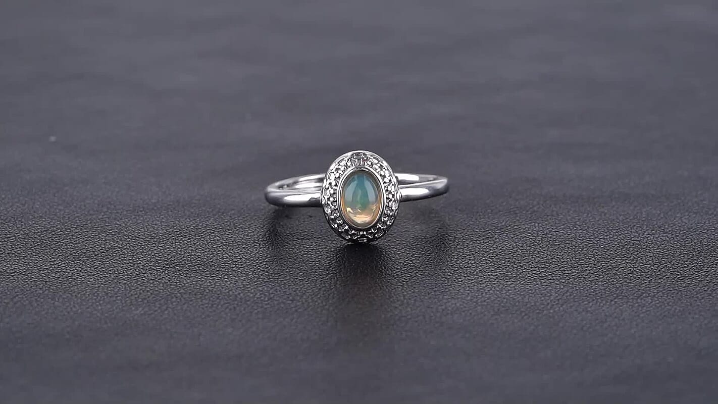 Opal 1.0 ctw Ring in Silvertone (Adjustable)