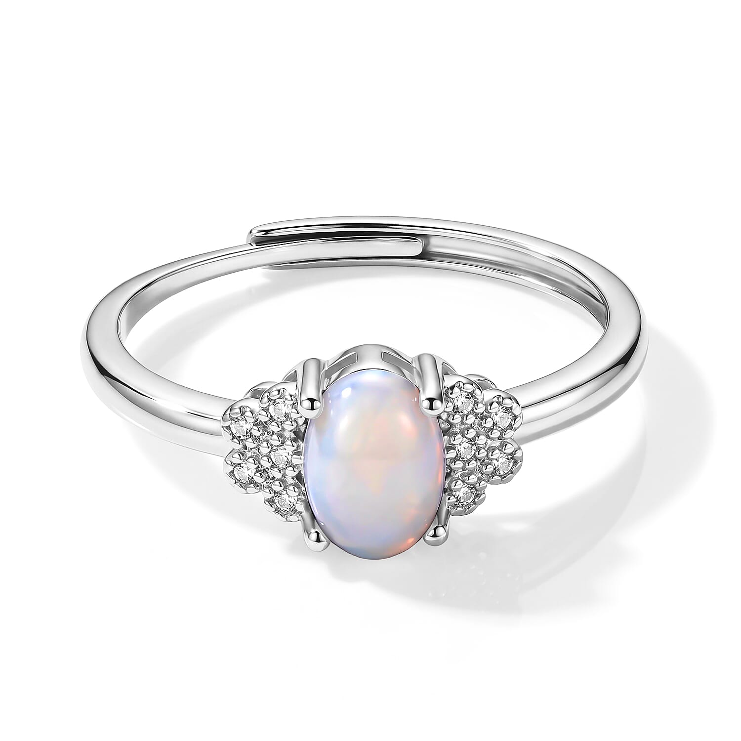 Opal 1.00 ctw Ring in Silvertone (Adjustable)