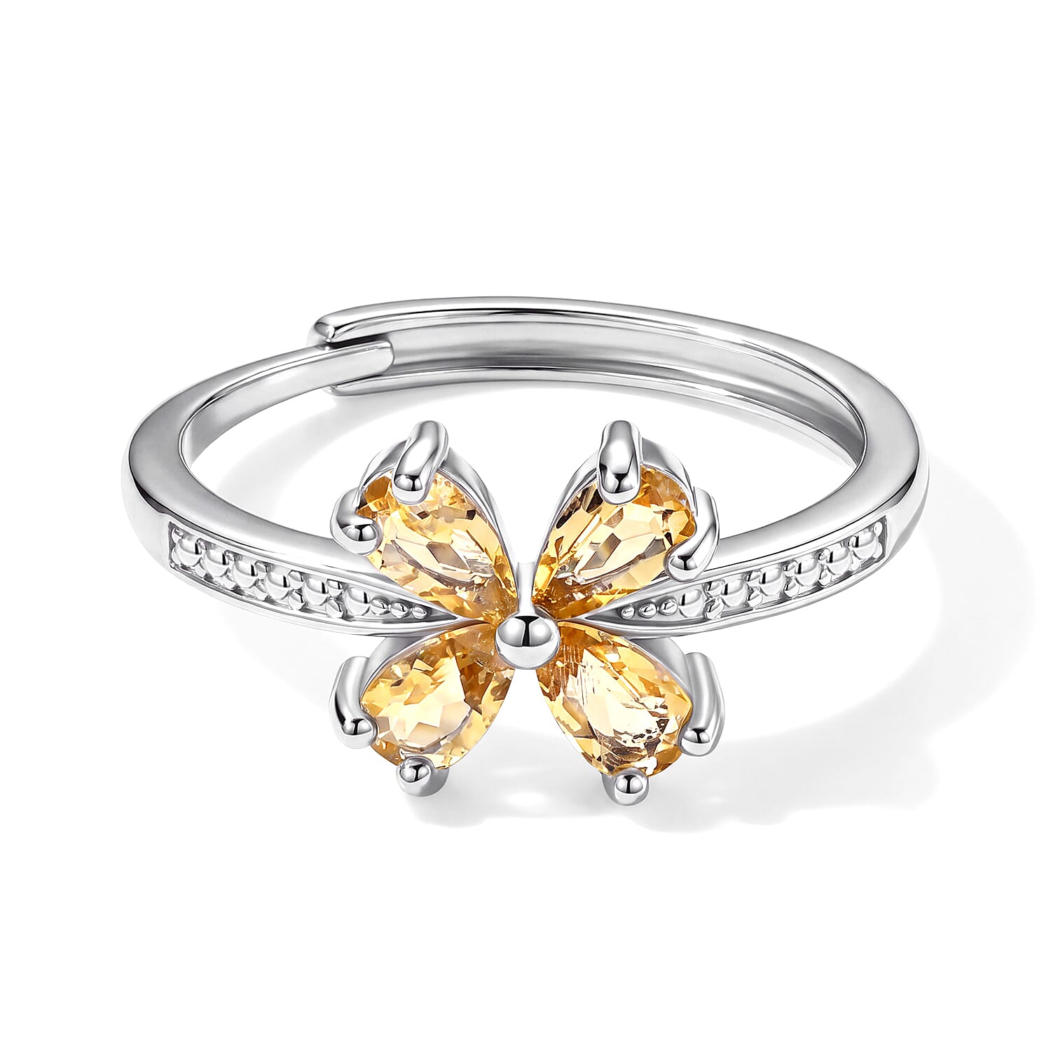 Yellow Garnet 1.00 ctw Ring in Silvertone (Adjustable)