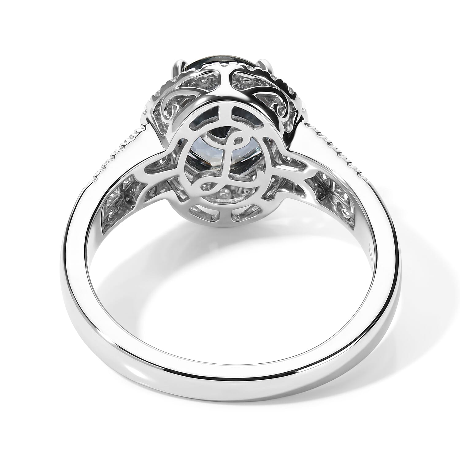 SGL Certified Luxoro AAA Teal Spinel and Diamond I2 3.00 ctw Ring in 14K White Gold (Size 7.0) 4.50 Grams