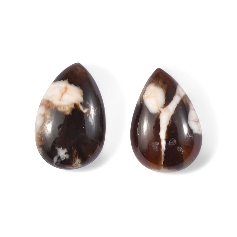 Peanut Wood Jasper Set of 2 (Pear 12x8 mm) 4.77 ctw