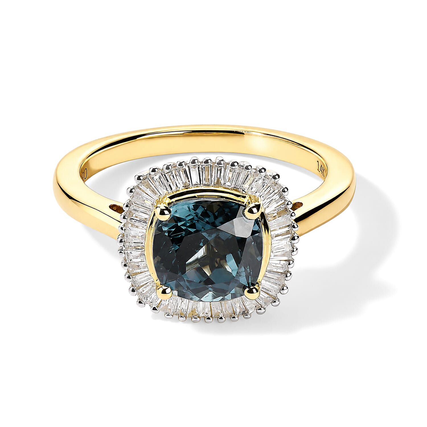 SGL Certified Luxoro AAA Teal Spinel and Diamond I2 2.65 ctw Ring in 14K White Gold (Size 7.0)
