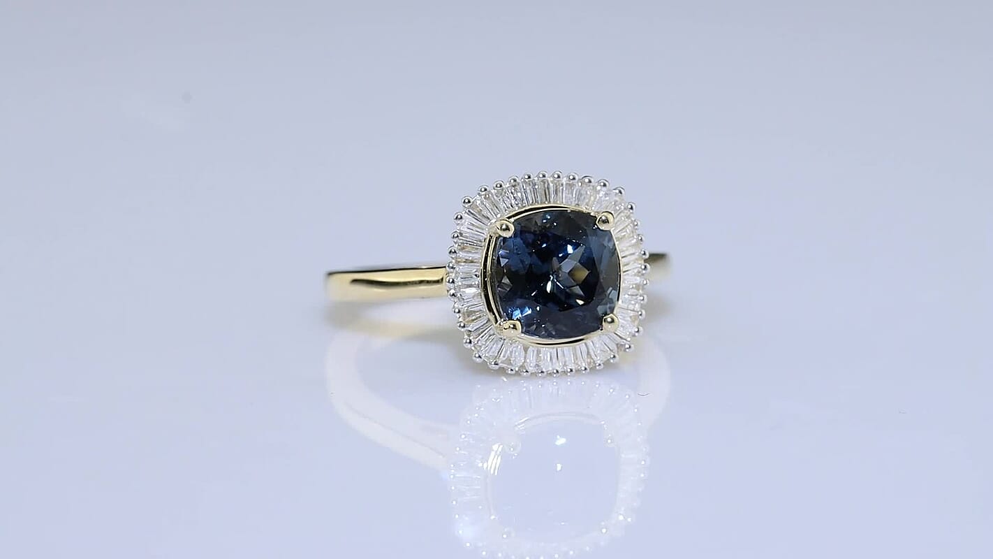 SGL Certified Luxoro AAA Teal Spinel and Diamond I2 2.65 ctw Ring in 14K White Gold (Size 7.0)