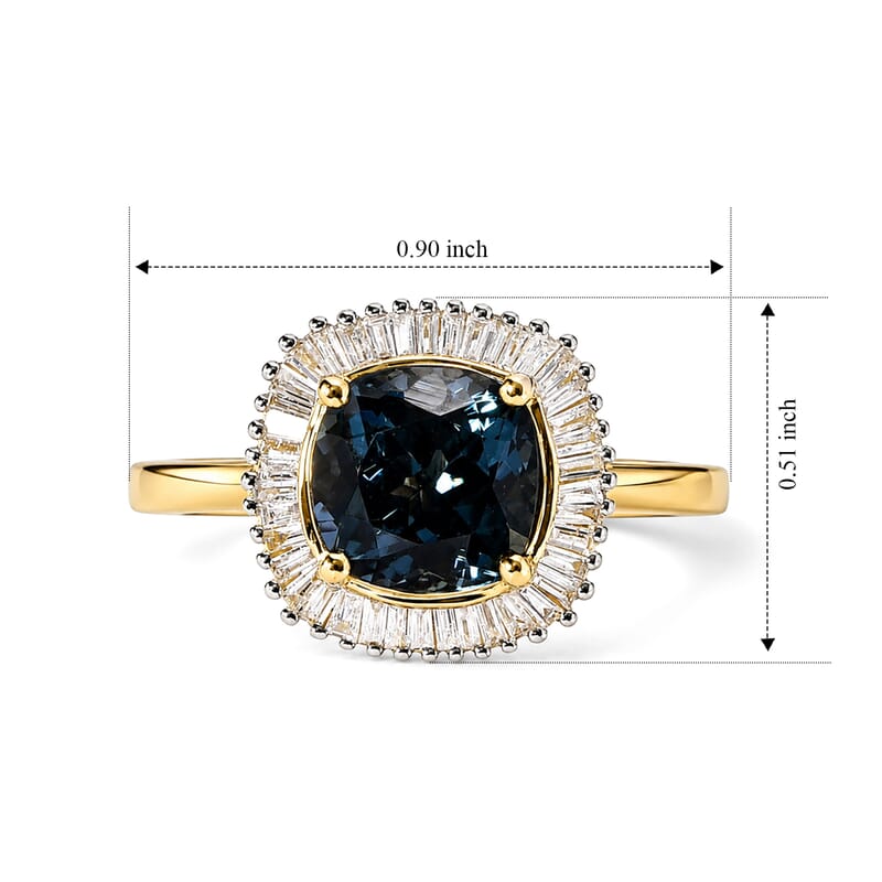 SGL Certified Luxoro AAA Teal Spinel and Diamond I2 2.65 ctw Ring in 14K White Gold (Size 7.0)