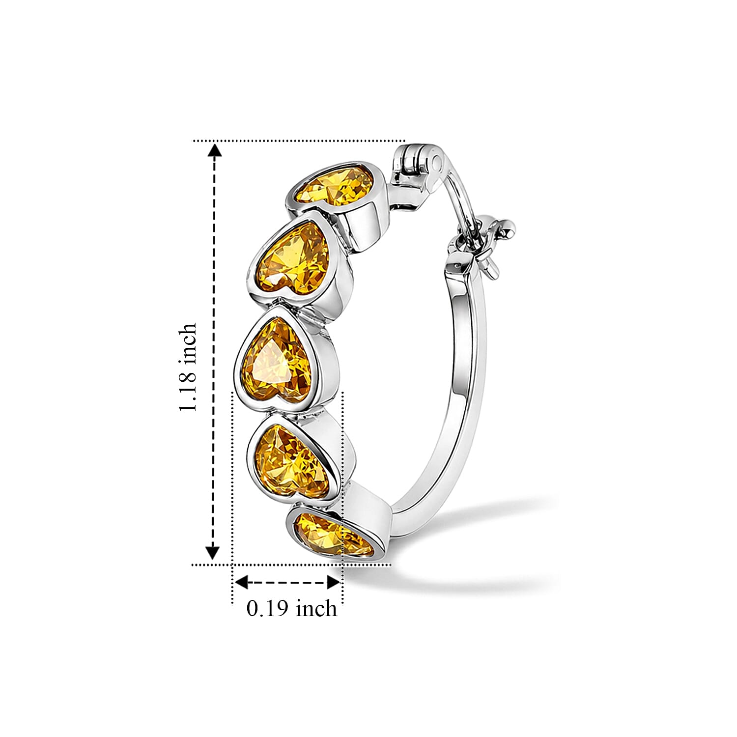 EverTrue Simulated Canary Dimond Hoop Earrings in Stainless Steel