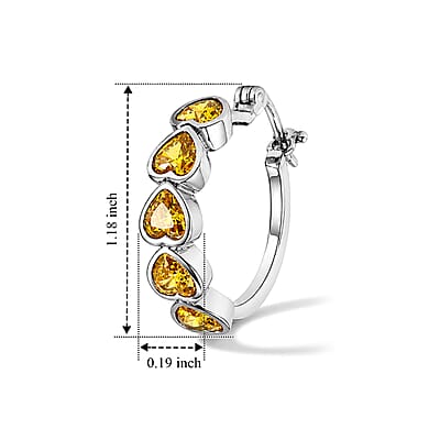 EverTrue Simulated Canary Dimond Hoop Earrings in Stainless Steel