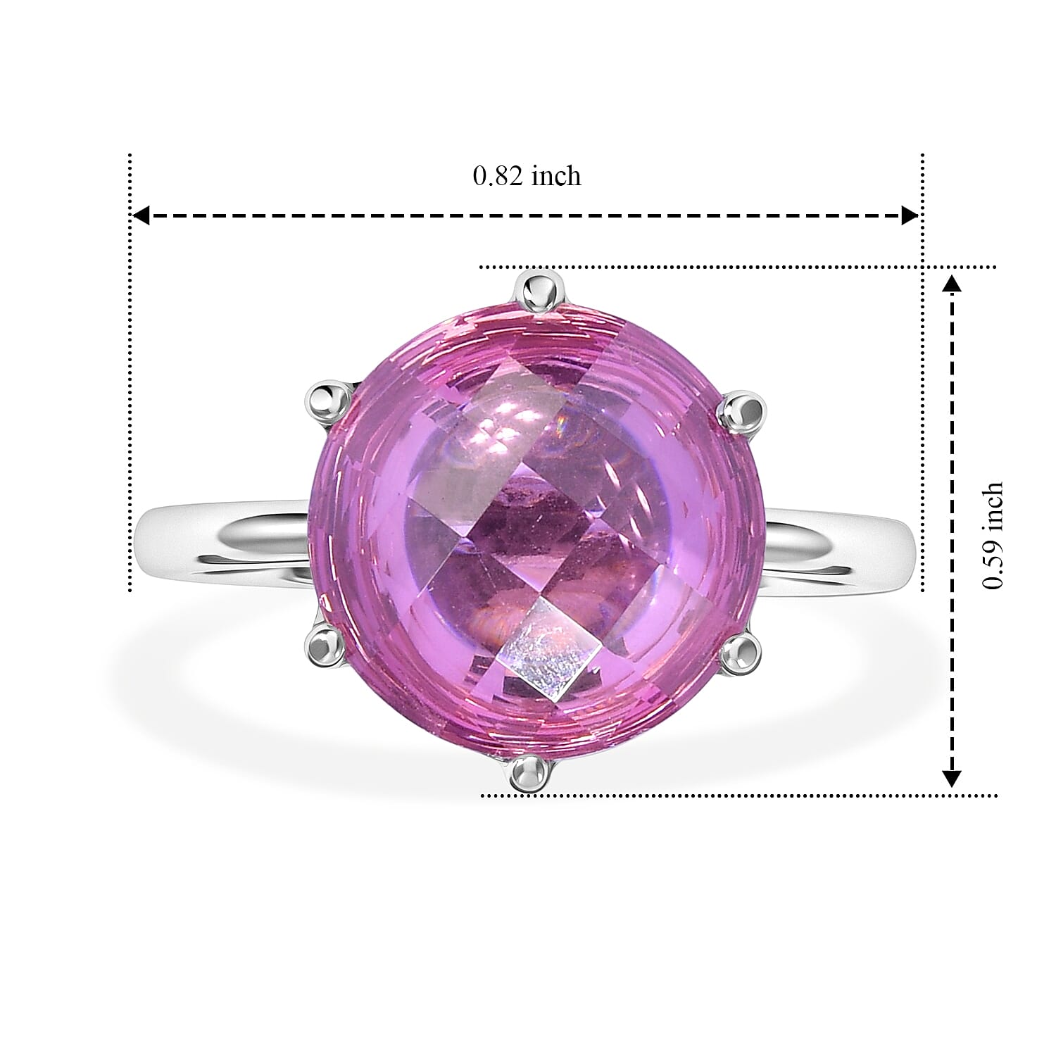 EverTrue Simulated Pink Diamond Solitaire Ring in Stainless Steel (Size 5.0)