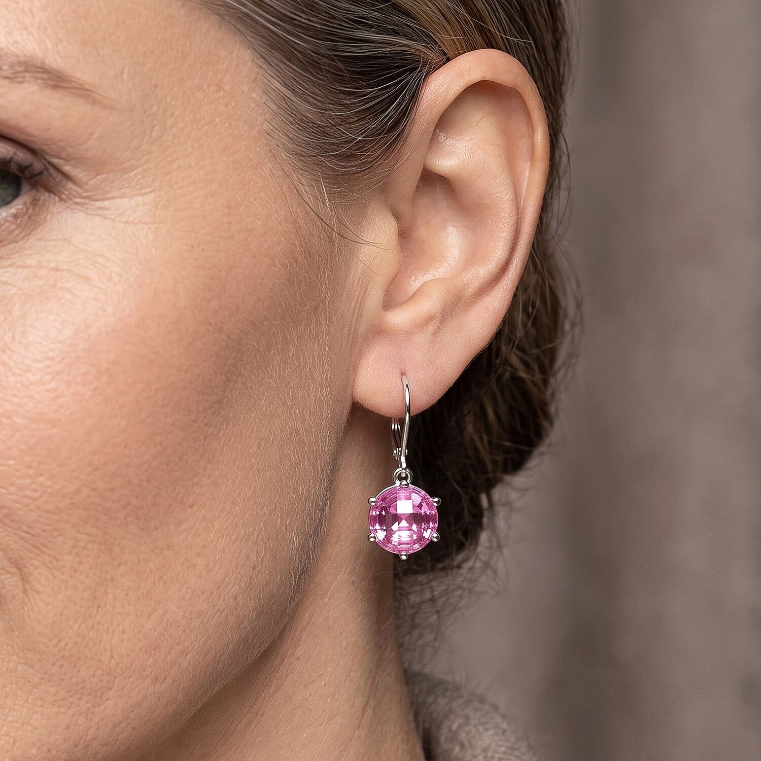 EverTrue Simulated Pink Diamond Solitaire Earrings in Stainless Steel