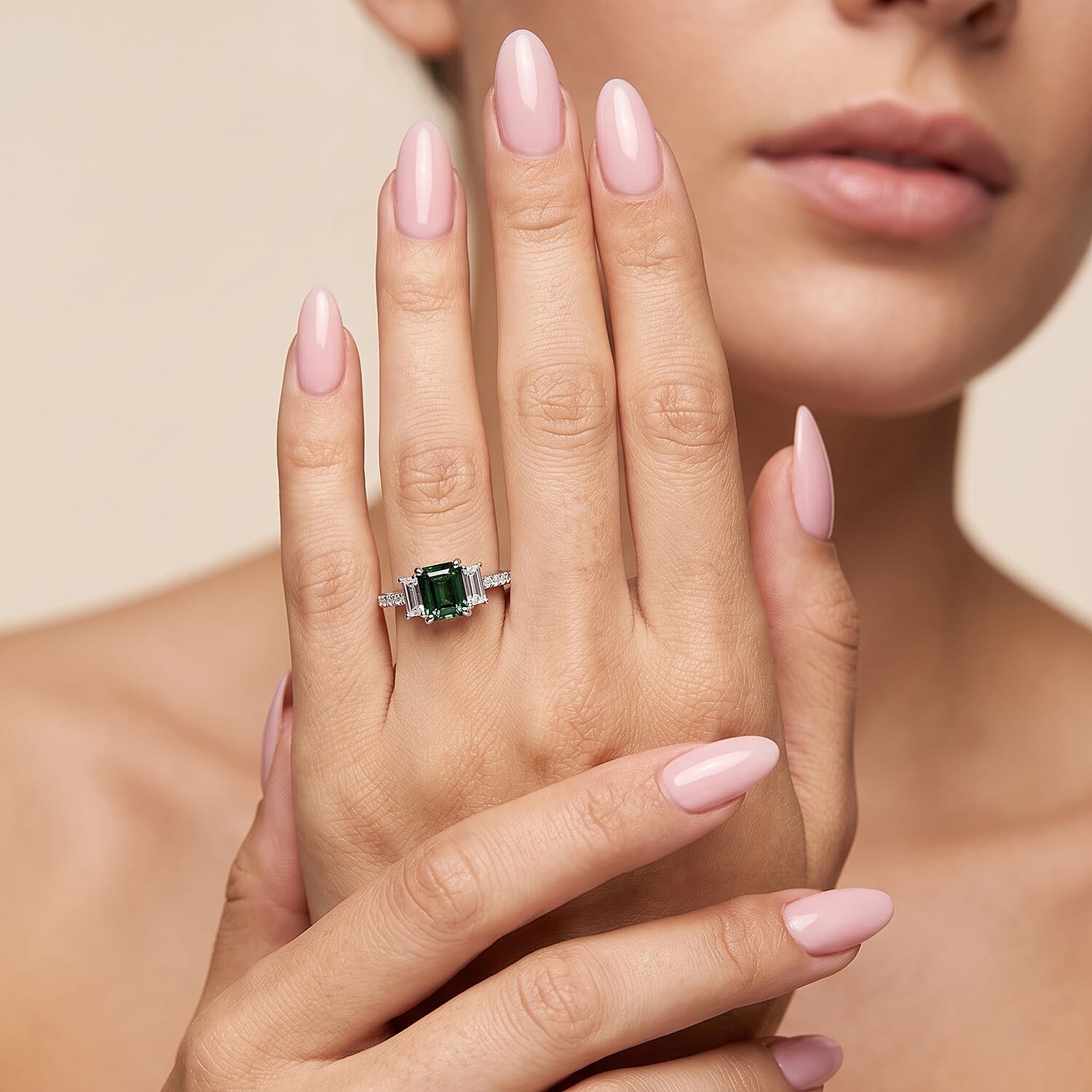 AAA Mint Tourmaline and Luxuriant Lab Grown Diamond E-F VS 2.25 ctw Ring in 10K White Gold (Size 6.0)
