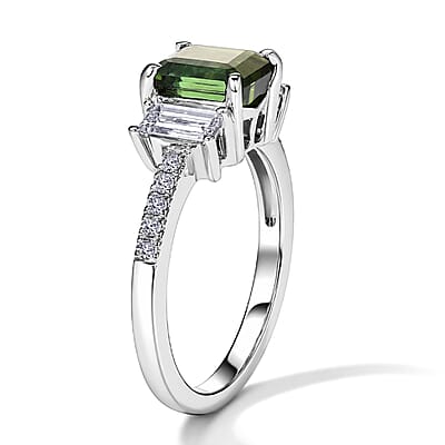 AAA Mint Tourmaline and Luxuriant Lab Grown Diamond E-F VS 2.25 ctw Ring in 10K White Gold (Size 6.0)