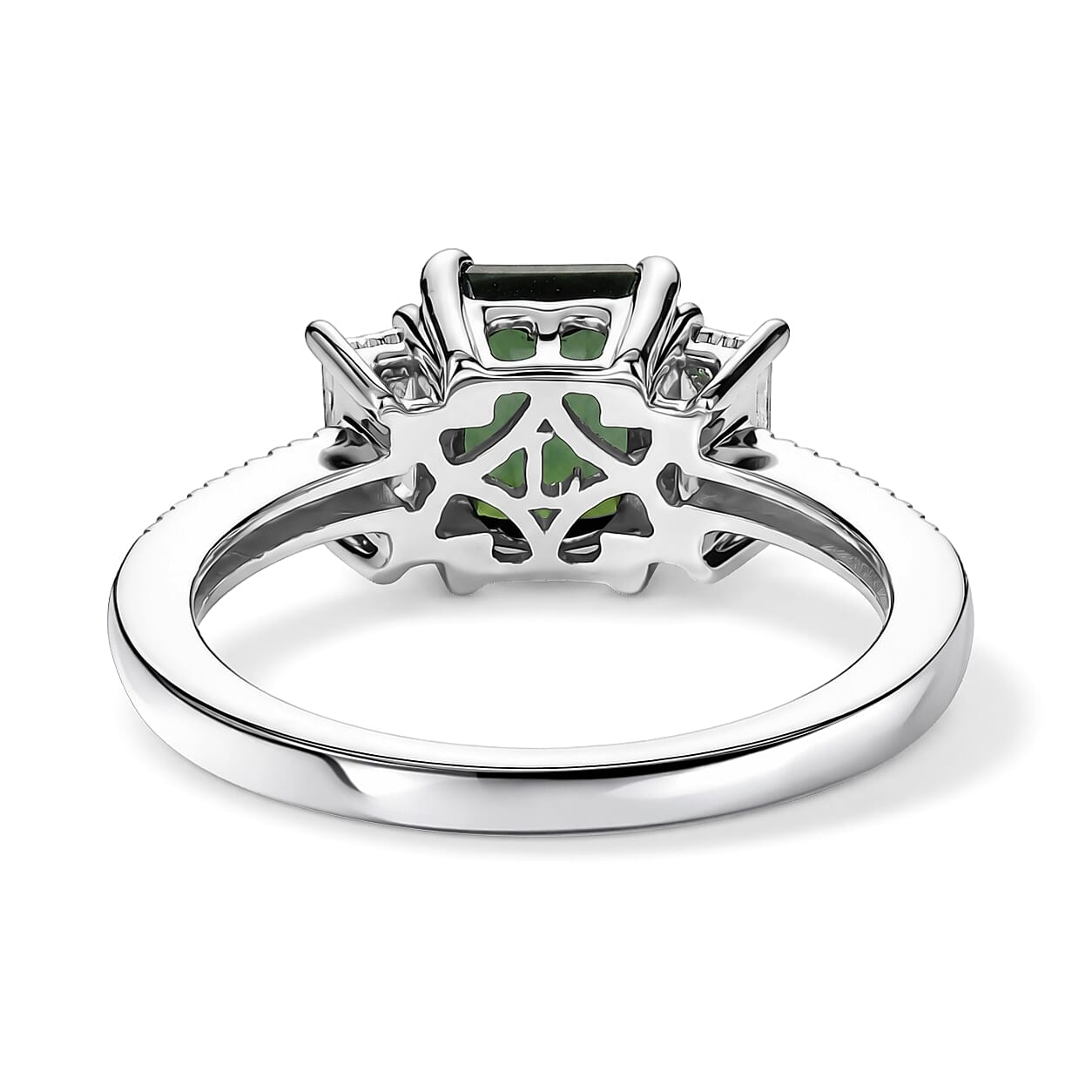 AAA Mint Tourmaline and Luxuriant Lab Grown Diamond E-F VS 2.25 ctw Ring in 10K White Gold (Size 6.0)
