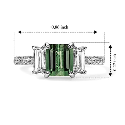 AAA Mint Tourmaline and Luxuriant Lab Grown Diamond E-F VS 2.25 ctw Ring in 10K White Gold (Size 6.0)