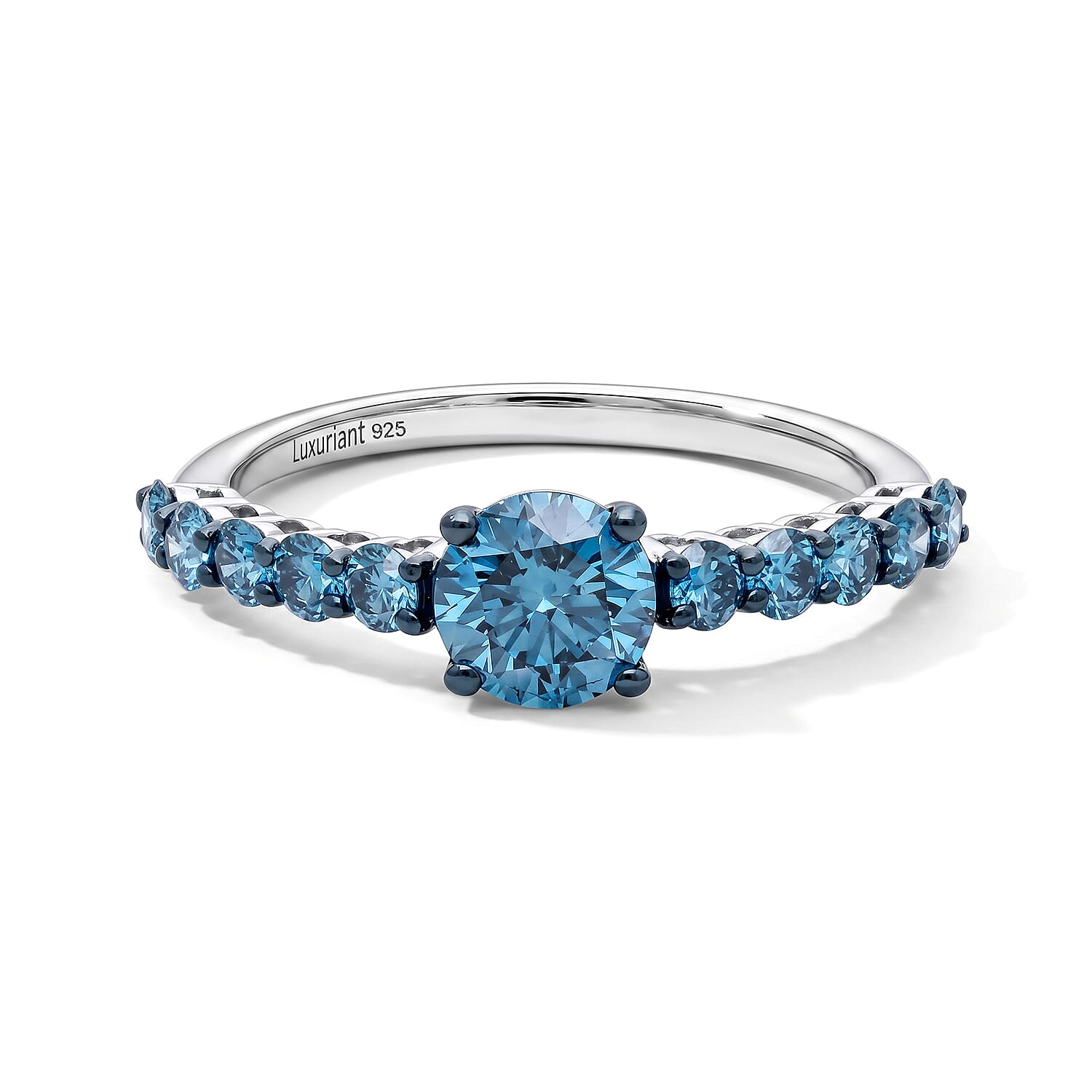 Luxuriant Lab Grown Blue Diamond (IR) VS-SI 1.50 ctw Ring in Rhodium Over Sterling Silver (Size 5.0)