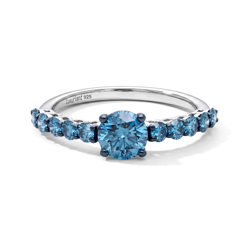 Luxuriant Lab Grown Blue Diamond (IR) VS-SI 1.50 ctw Ring in Rhodium Over Sterling Silver (Size 5.0)