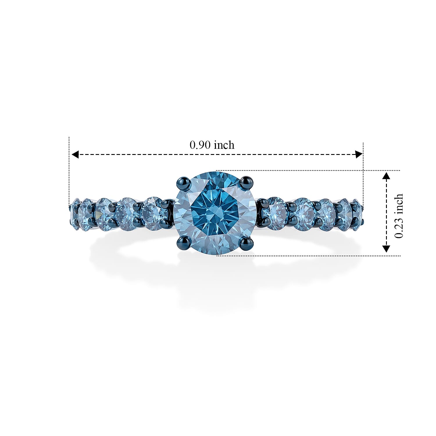 Luxuriant Lab Grown Blue Diamond (IR) VS-SI 1.50 ctw Ring in Rhodium Over Sterling Silver (Size 5.0)