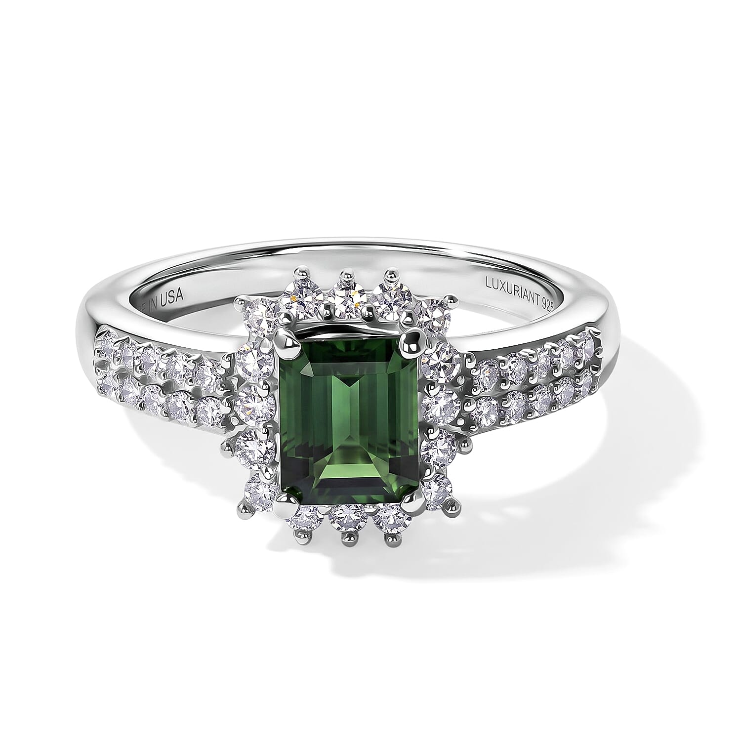 AAA Arquiana Mint Tourmaline and Luxuriant Lab Grown Diamond G-H SI 1.50 ctw Floral Elegance Ring in Rhodium Over Sterling Silver (Size 6.0)
