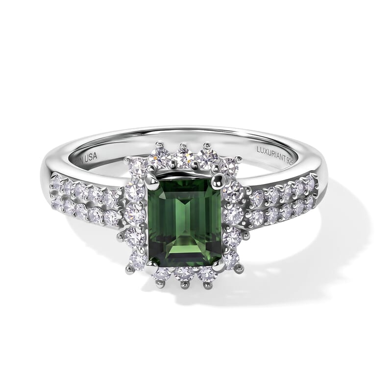 AAA Arquiana Mint Tourmaline and Luxuriant Lab Grown Diamond G-H SI 1.50 ctw Floral Elegance Ring in Rhodium Over Sterling Silver (Size 6.0)