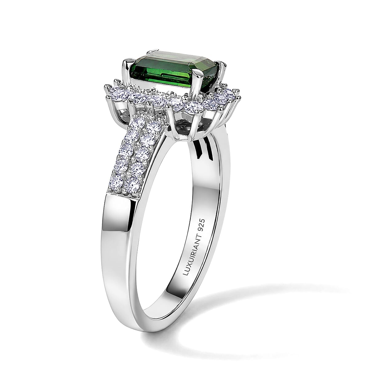 AAA Arquiana Mint Tourmaline and Luxuriant Lab Grown Diamond G-H SI 1.50 ctw Floral Elegance Ring in Rhodium Over Sterling Silver (Size 6.0)