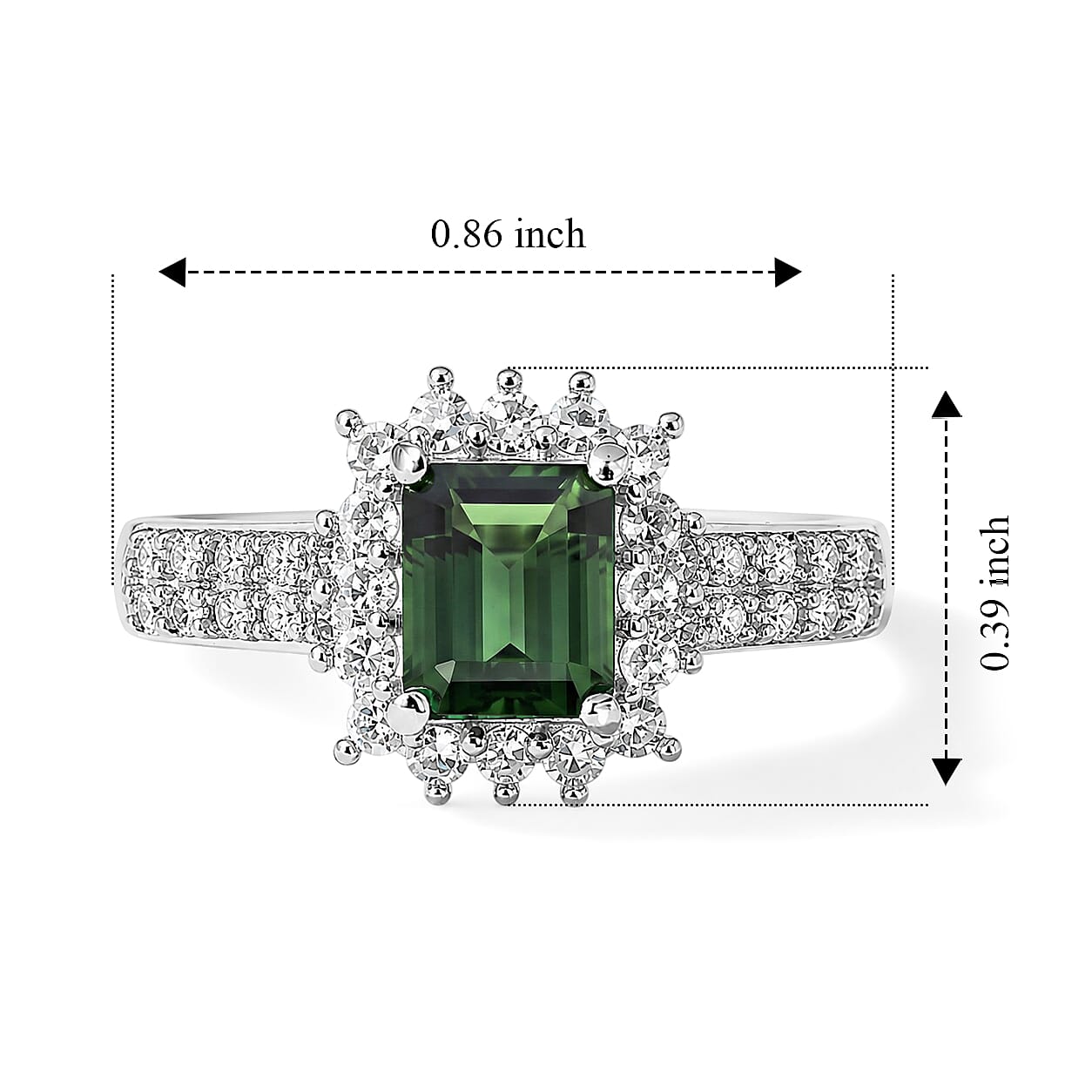 AAA Arquiana Mint Tourmaline and Luxuriant Lab Grown Diamond G-H SI 1.50 ctw Floral Elegance Ring in Rhodium Over Sterling Silver (Size 6.0)