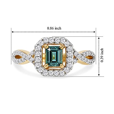 D'Joy AAA Monte Belo Indicolite and Moissanite 0.80 ctw Ring in 18K Vermeil Yellow Gold Over Sterling Silver (Size 7.0)