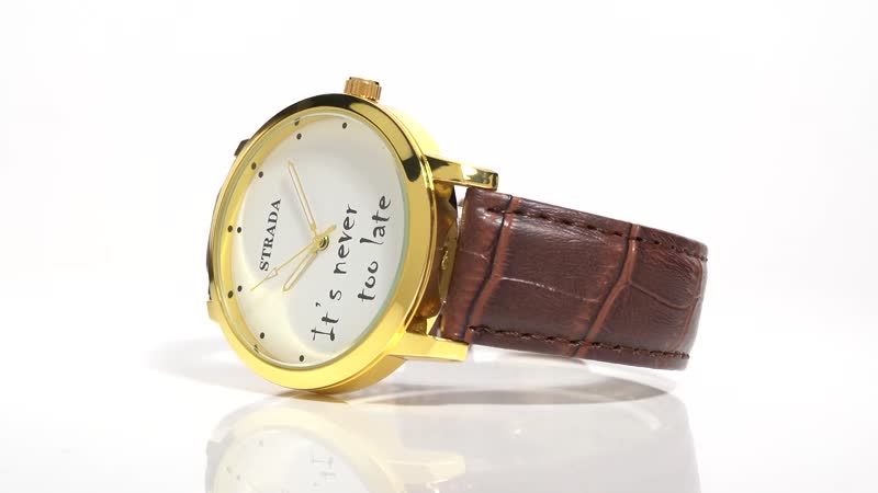 STRADA Japanese Movement Whatever I'm late anyway Dial Watch with Brown Faux Leather Strap (40.38mm) (7.5-9.0 Inch)