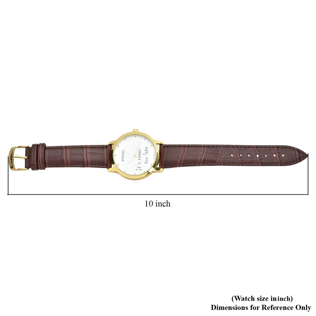STRADA Japanese Movement Whatever I'm late anyway Dial Watch with Brown Faux Leather Strap (40.38mm) (7.5-9.0 Inch) image number 5