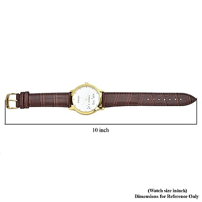 Strada Japanese Movement It's Never Too Late Dial Watch with Brown Faux Leather Strap (40.38mm) (7.5-9.0 Inch)
