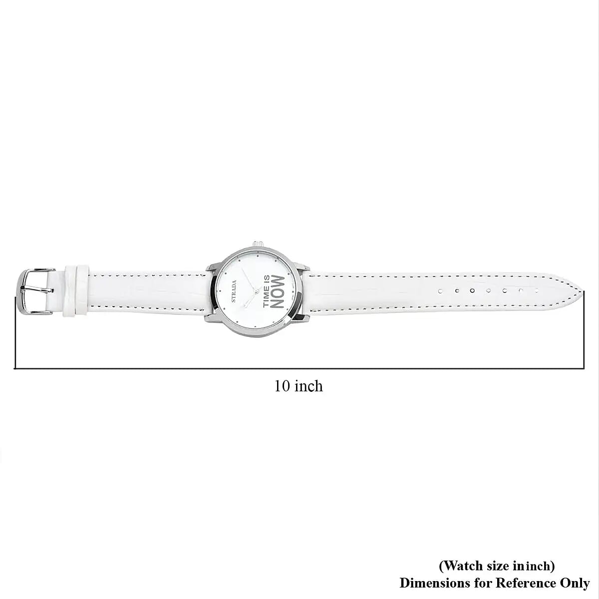 Strada Japanese Movement Time is Now Dial Watch with White Faux Leather Strap (40.38mm) (7.5-9.0 Inch) image number 6
