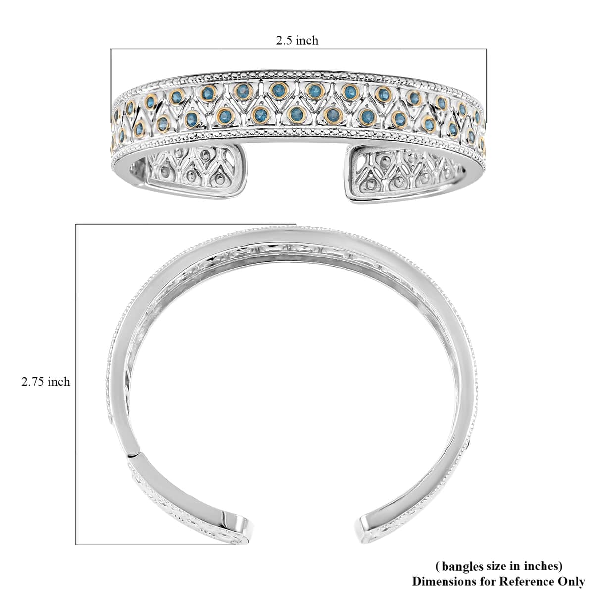 London Blue Topaz Royal Cuff Bracelet in 14K Yellow Gold Over and Sterling Silver (8.00 In) 5.50 ctw image number 4