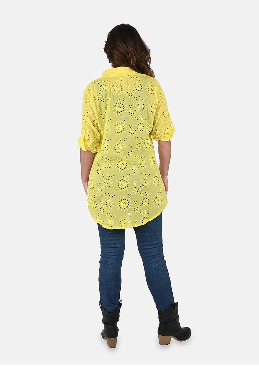 Tamsy Yellow Erin Eyelet Tunic - XL image number 1