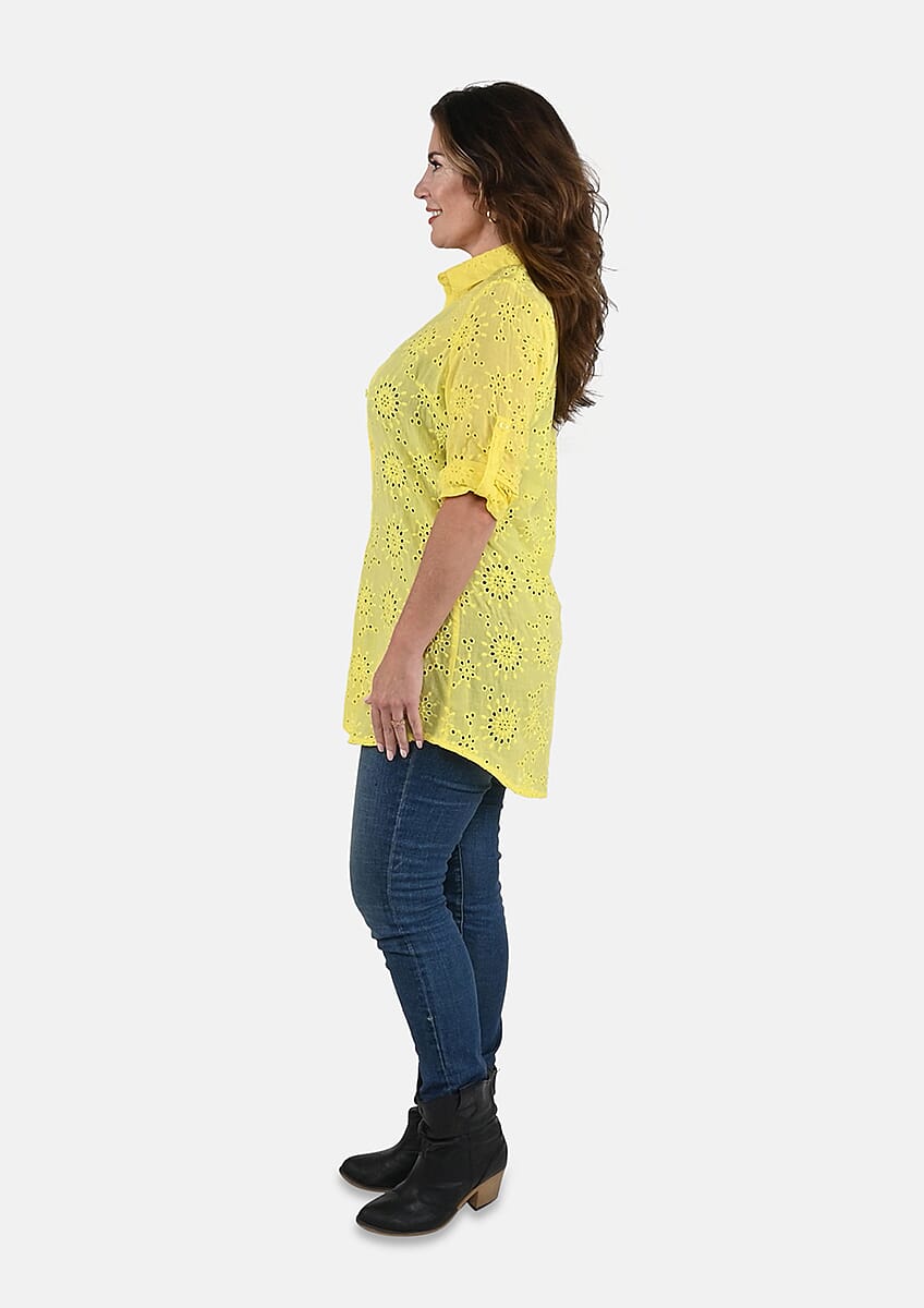 Tamsy Yellow Erin Eyelet Tunic - XL image number 2