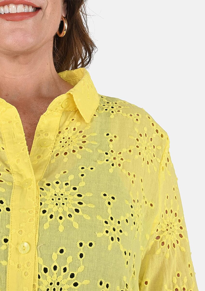 Tamsy Yellow Erin Eyelet Tunic - XL image number 4
