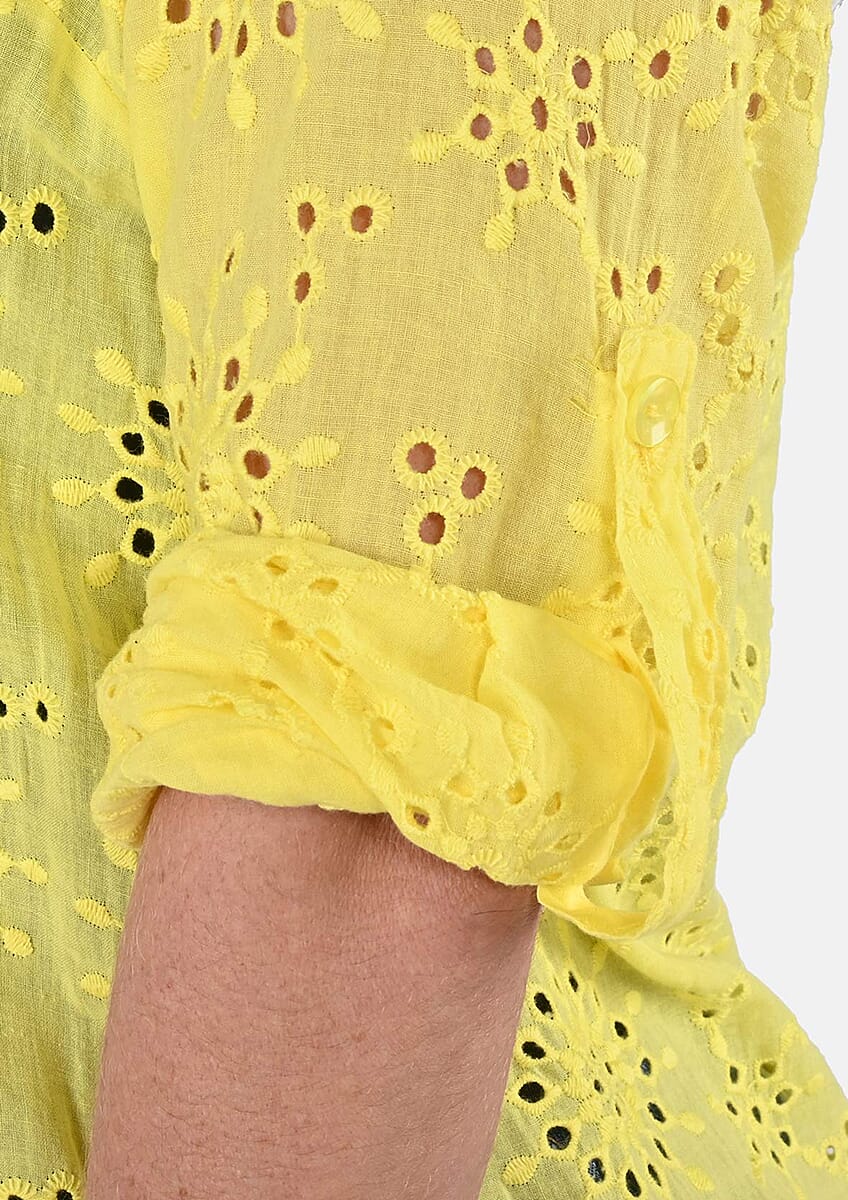Tamsy Yellow Erin Eyelet Tunic - XL image number 5