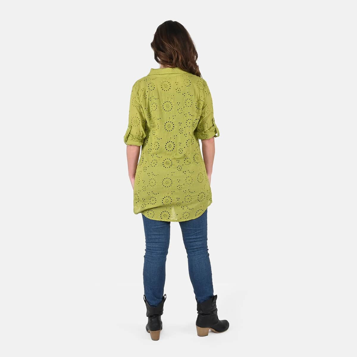 Tamsy Green Erin Eyelet Tunic - 1X image number 1