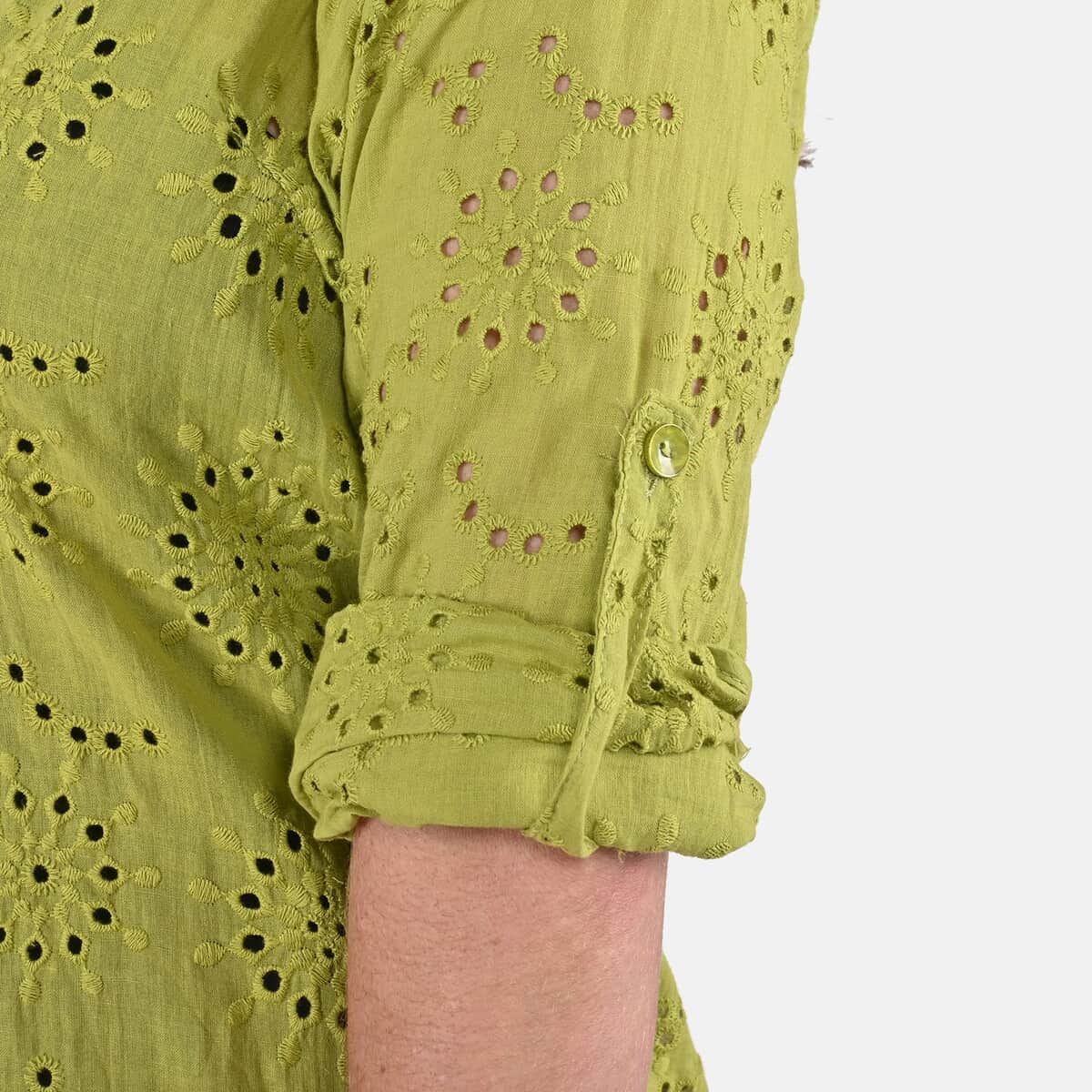 Tamsy Green Erin Eyelet Tunic - 1X image number 5