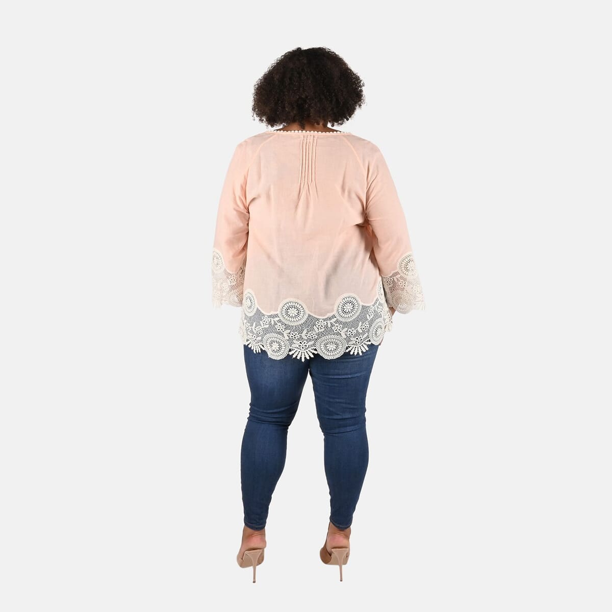 Tamsy Peach Vivian Vintage Tunic with Lace Trim - XL image number 1