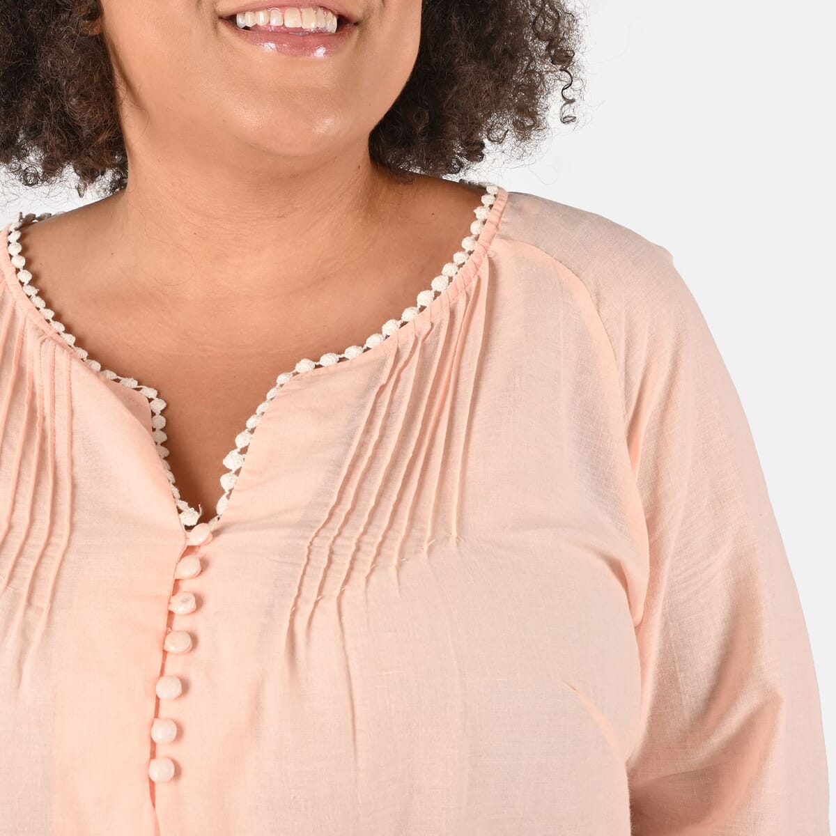 Tamsy Peach Vivian Vintage Tunic with Lace Trim - XL image number 4