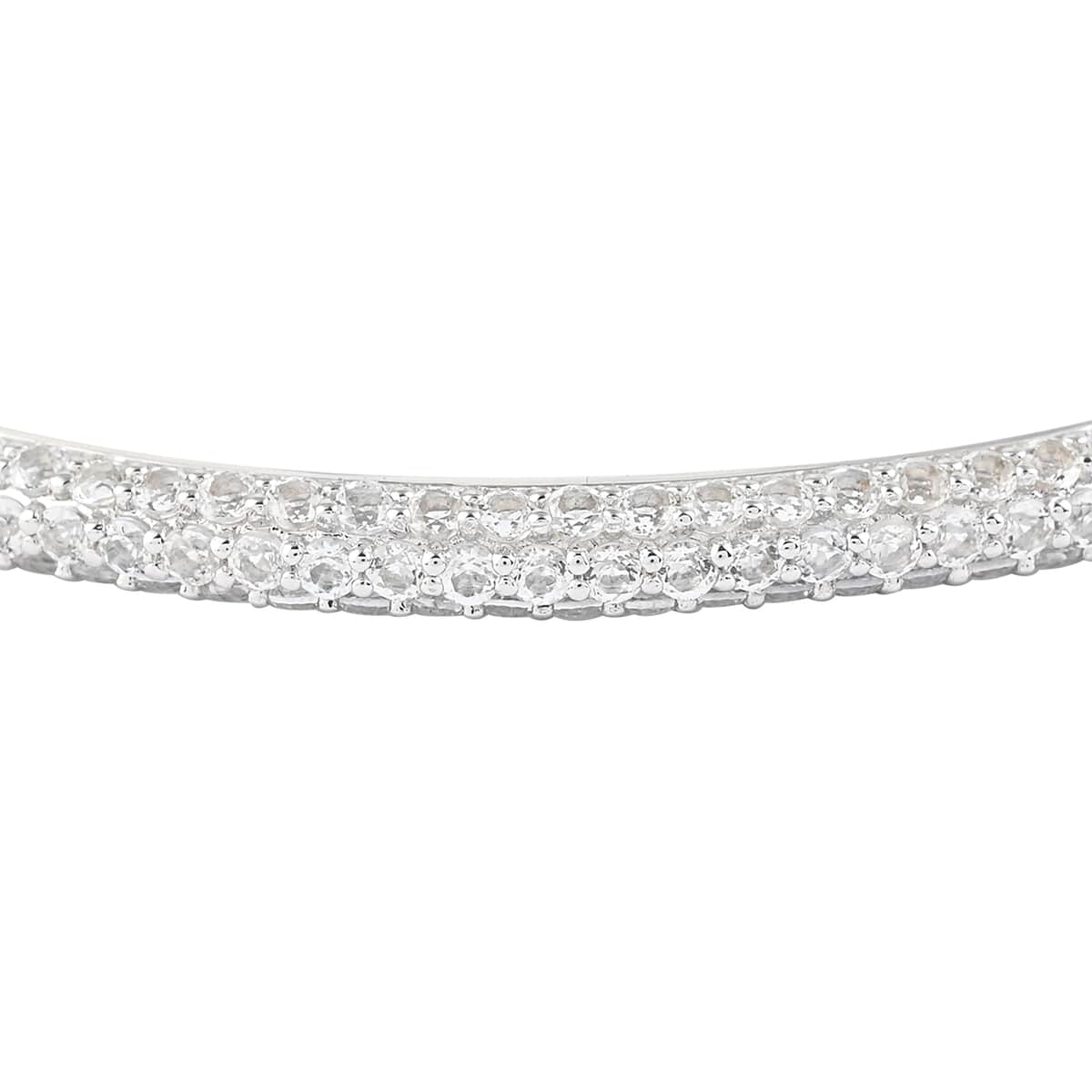 White Topaz Beaded Look Studded Cuff Bracelet in Sterling Silver (7.25 In) (14.40 g) 14.40 ctw image number 2