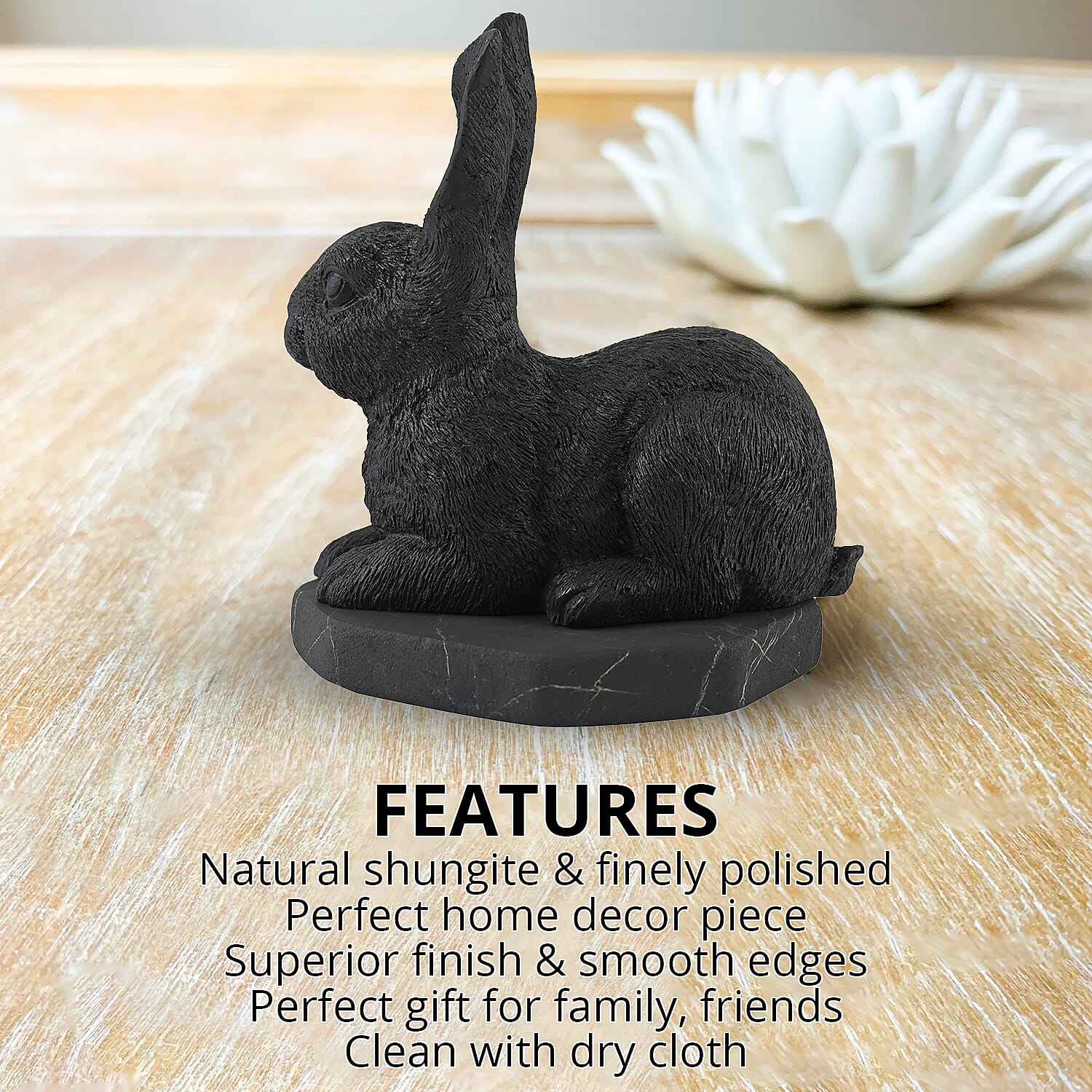 Rabbit Shungite Figurine, Home Decor Figurine, Decorative Figurine, Living Room Decor