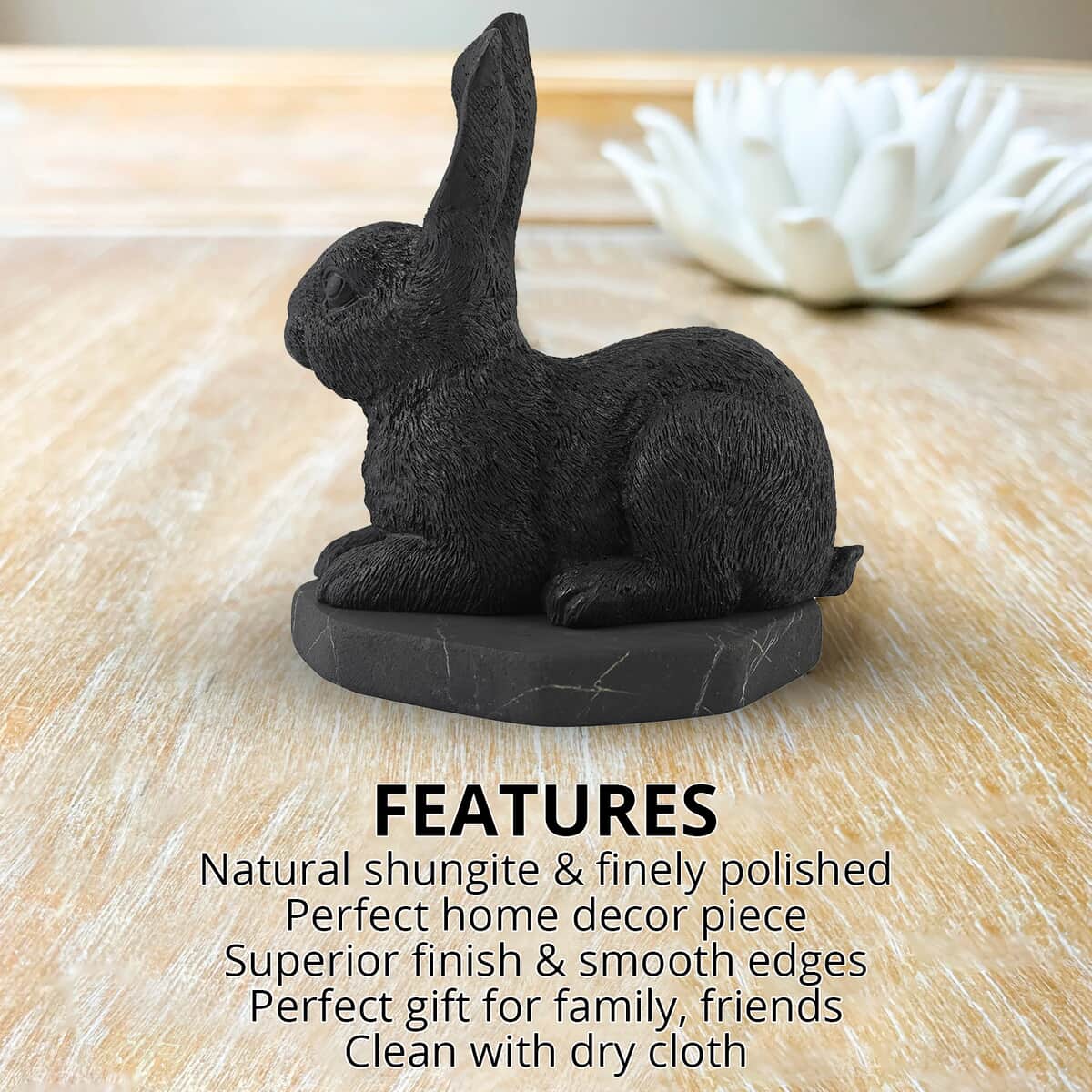 Rabbit Shungite Figurine, Home Decor Figurine, Decorative Figurine, Living Room Decor image number 1