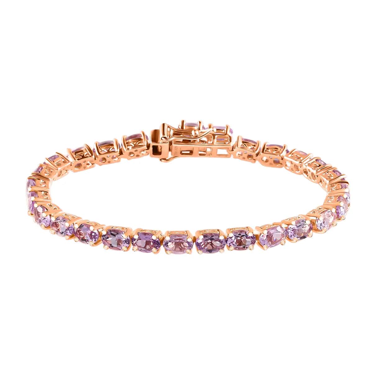 Rose De France Amethyst Tennis Bracelet in Vermeil RG Over Sterling Silver,Birthday Gifts For Her 6.50 Inches 11.00 ctw (6.50 In) image number 0