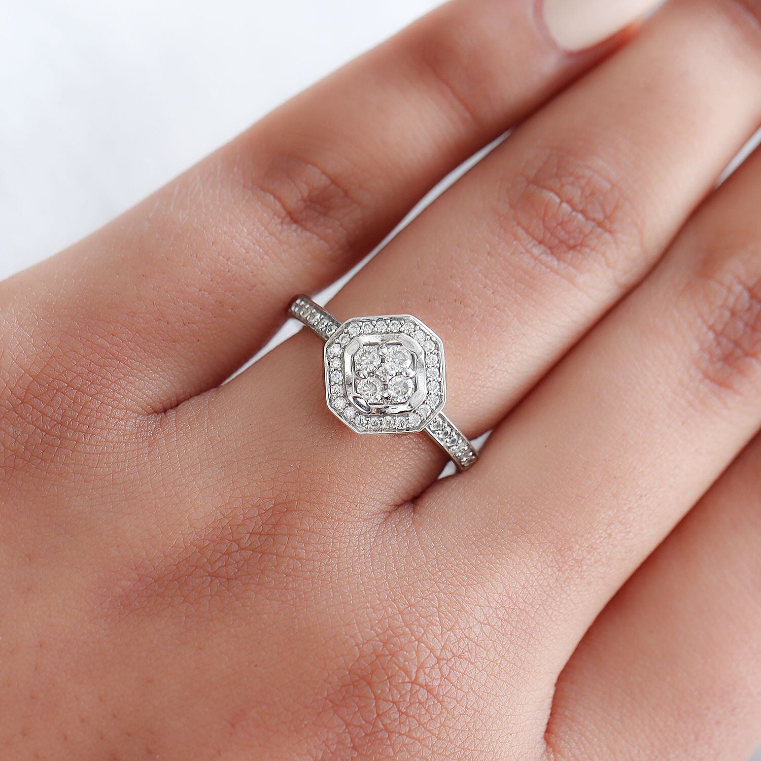Moissanite 0.40 ctw Ring in Platinum Over Sterling Silver (Size 5.5)