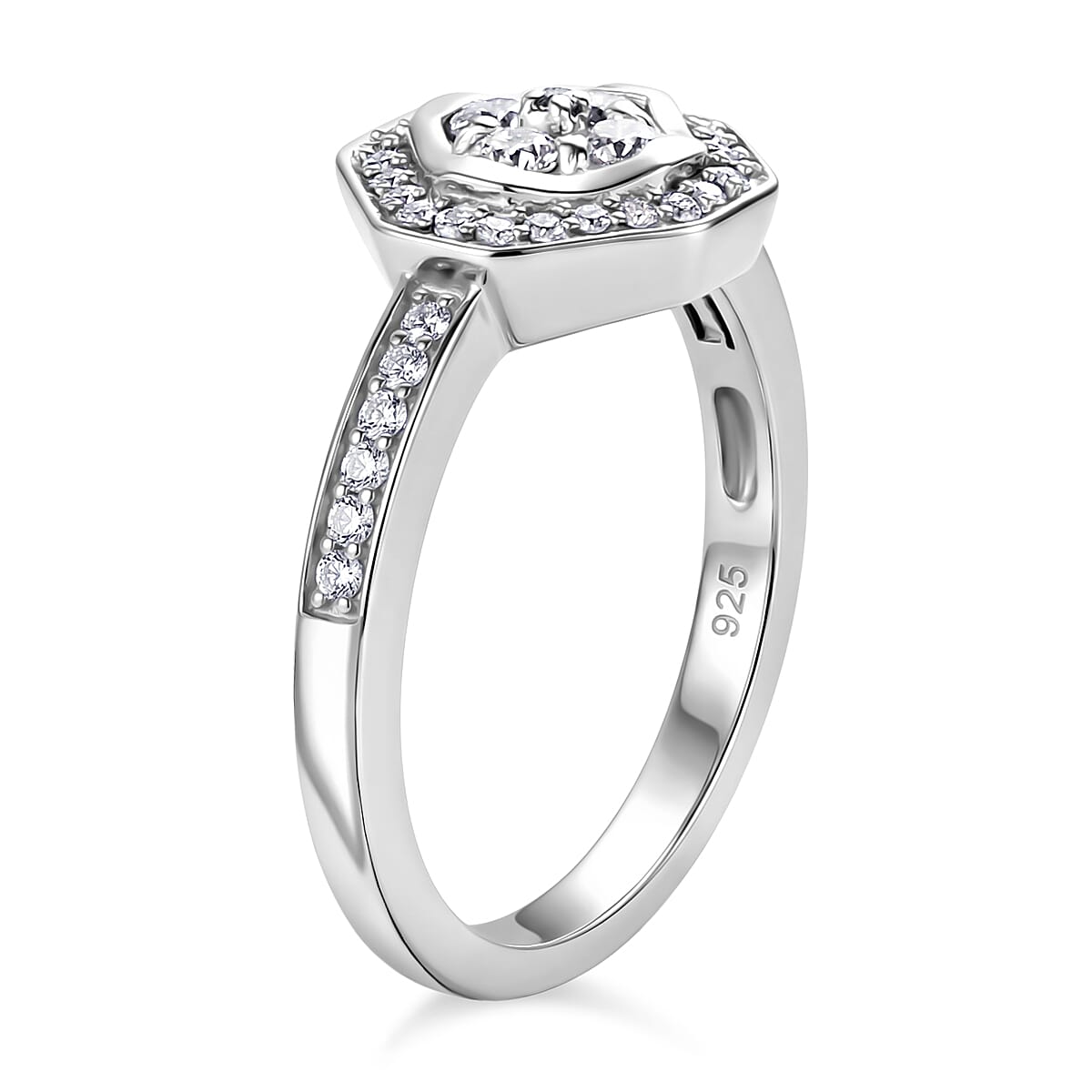Moissanite 0.40 ctw Ring in Platinum Over Sterling Silver (Size 5.5)