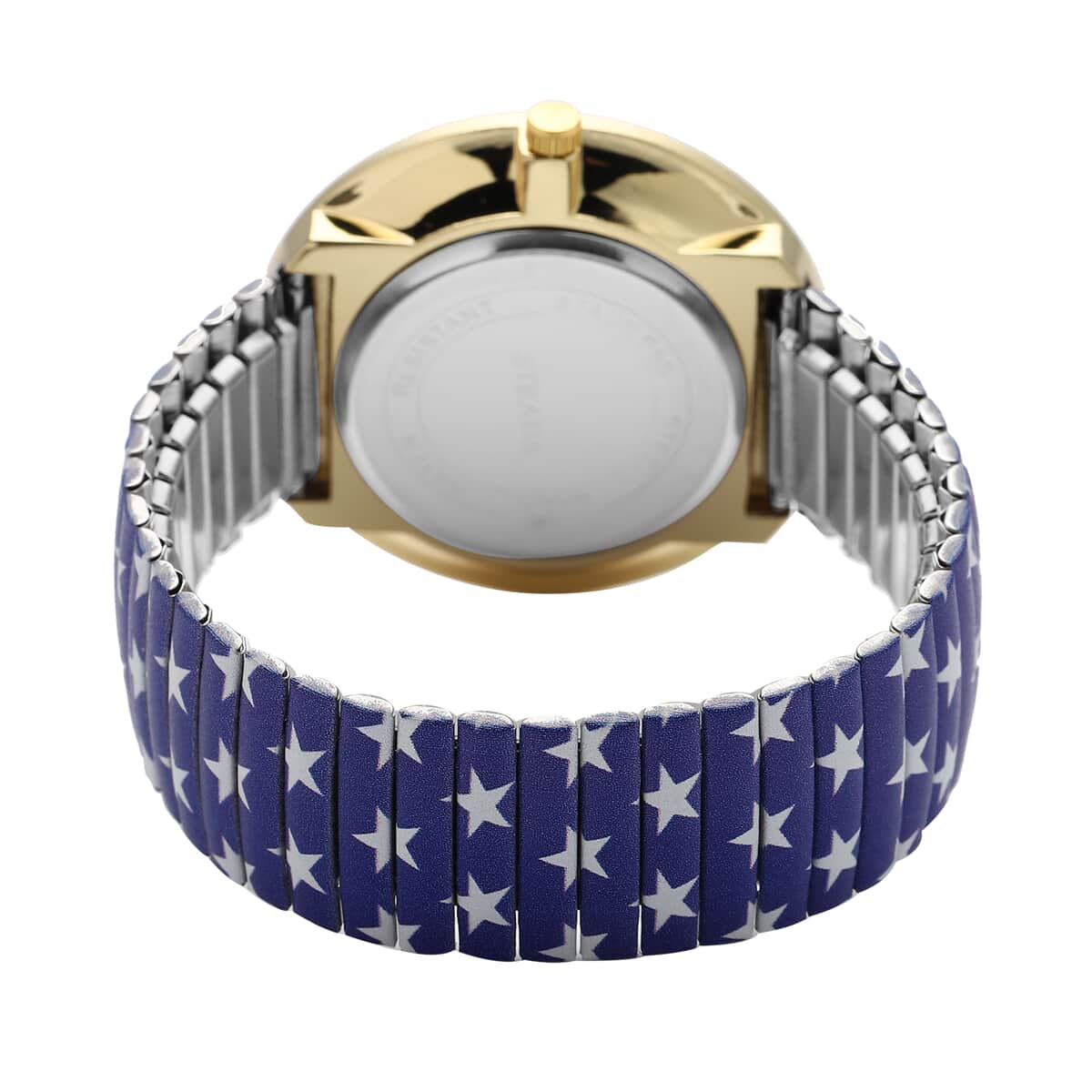 Strada Austrian Crystal Japanese Movement Blue Stars Pattern Stretch Bracelet Watch with Stainless Steel Strap image number 5