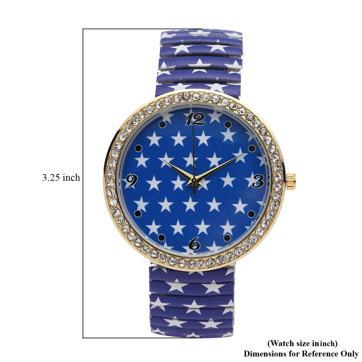 Strada Austrian Crystal Japanese Movement Blue Stars Pattern Stretch Bracelet Watch with Stainless Steel Strap image number 6