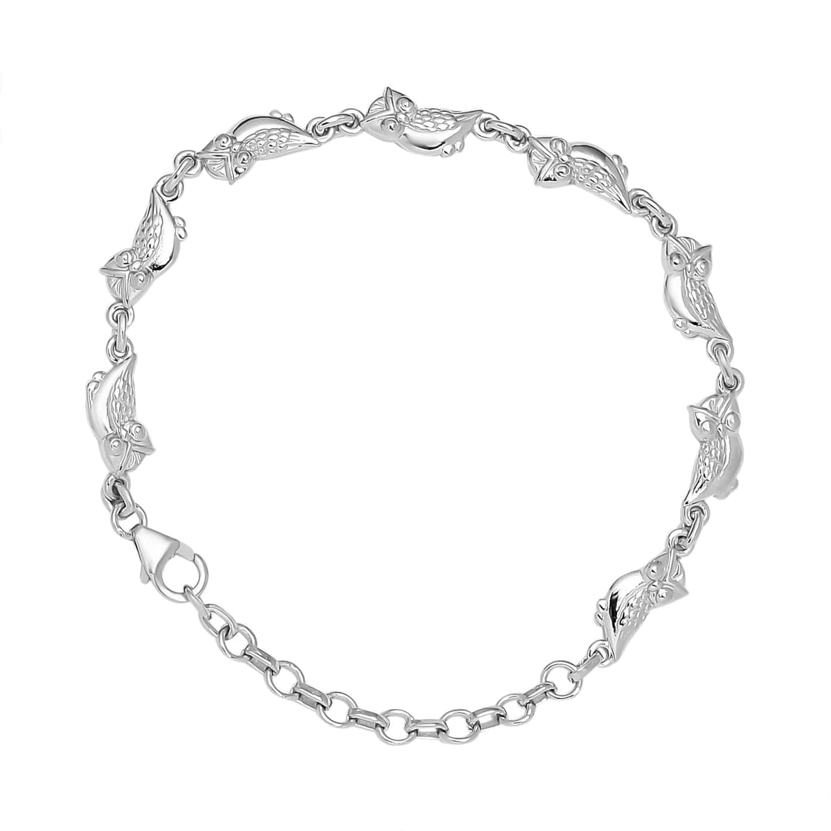 Platinum Over Sterling Silver Fancy Bracelet (6.50 In) 7.35 Grams image number 0