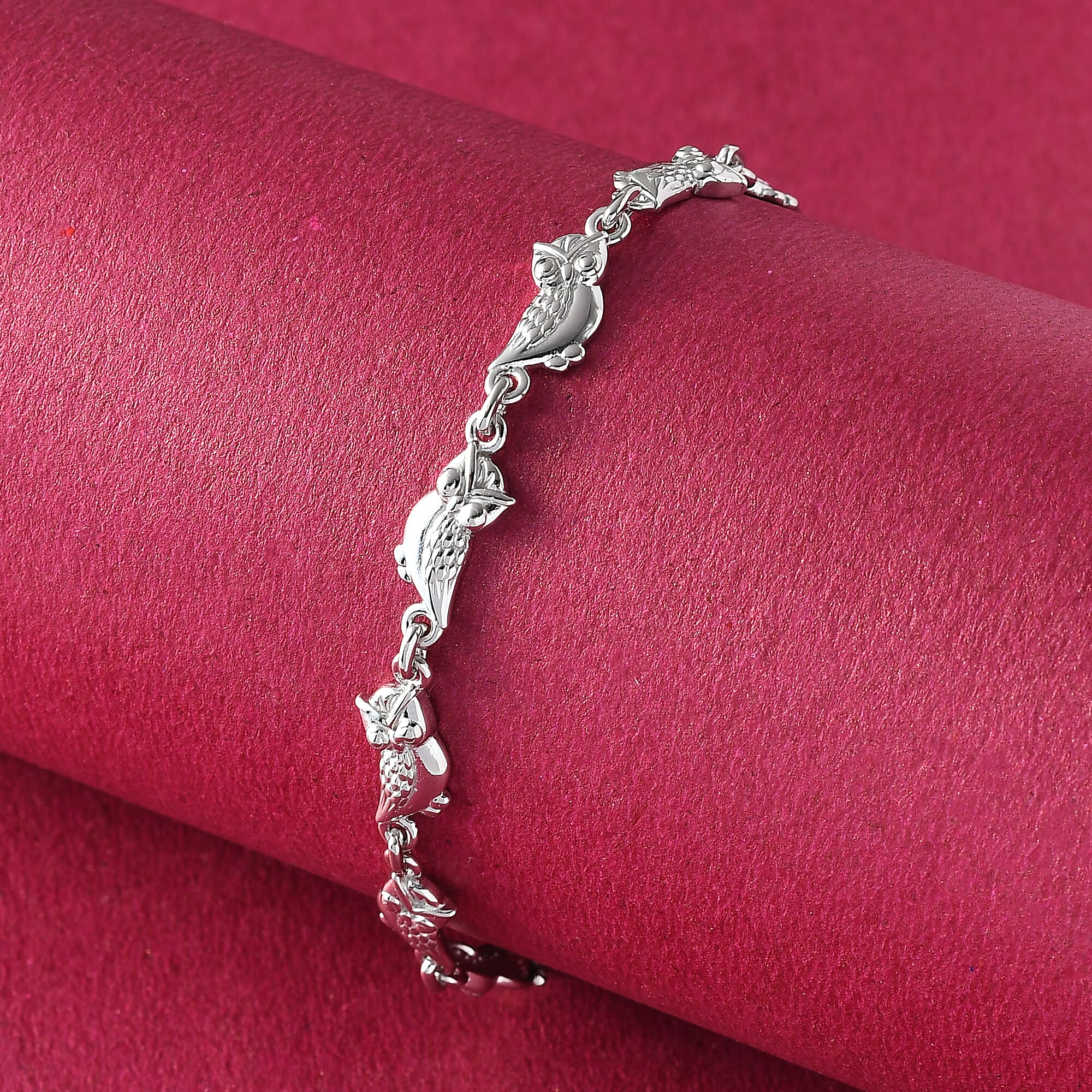 Platinum Over Sterling Silver Fancy Bracelet (6.50 In) 8.45 Grams
