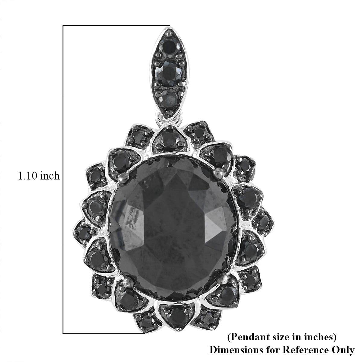 Thai Black Spinel Floral Pendant in Sterling Silver 7.30 ctw image number 4